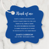 Blue Think of Me Celebration of Life Candle Bedankjes Labels (Voorkant)