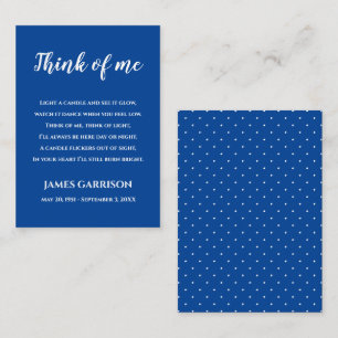 Blue Think of Me Celebration of Life Candle Plaatskaartje