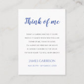 Blue Think of Me Celebration of Life Candle Plaatskaartje (Voorkant)