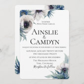 Blue Thistle Anemone bruiloft uitnodiging (Voorkant / Achterkant)