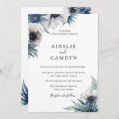 Blue Thistle Anemone bruiloft uitnodiging (Voorkant / Achterkant)