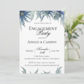 Blue Thistle Botanical Engagement Party Uitnodigin Kaart (Staand voorkant)
