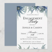 Blue Thistle Botanical Engagement Party Uitnodigin Kaart (Voorkant / Achterkant)