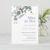 Blue Thistle Botanical Miss to Mrs. Vrijgezellenfe Kaart (Staand voorkant)