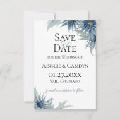 Blue Thistle Botanical Save the Date Aankondiging (Voorkant)