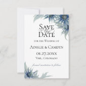 Blue Thistle Botanical Save the Date Aankondiging (Voorkant)