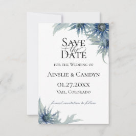 Blue Thistle Botanical Save the Date Aankondiging