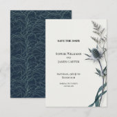 Blue Thistle Botanische Huwelijk Opslag de Datum Save The Date (Voorkant / Achterkant)