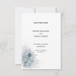 Blue Thistle Botanische Huwelijk Opslag de Datum Save The Date