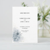Blue Thistle Botanische Huwelijk Opslag de Datum Save The Date (Staand voorkant)