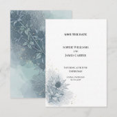 Blue Thistle Botanische Huwelijk Opslag de Datum Save The Date (Voorkant / Achterkant)