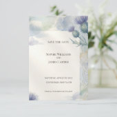 Blue Thistle Keltische Knoop Save the Date | Schot (Staand voorkant)