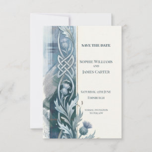 Blue Thistle Save The Date Kaart