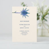 Blue Thistle Schotse Huwelijksaankondiging Save The Date (Staand voorkant)