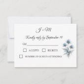 Blue Thistle Scottish Simple Wedding RSVP Kaartje (Voorkant)