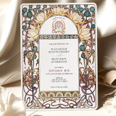 Blue Thistles  Art Nouveau bruiloft Kaart