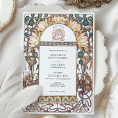 Blue Thistles  Art Nouveau bruiloft Kaart