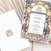 Blue Thistles  Art Nouveau bruiloft Kaart