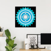 Blue Thousand Petal Lotus Mandala Poster (Thuiskantoor)