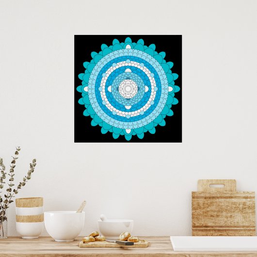 Blue Thousand Petal Lotus Mandala Poster (Keuken)