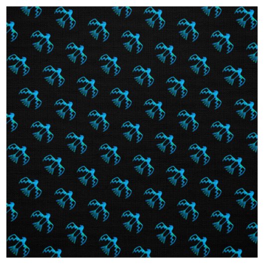 Blue Thunderbird Pattern Stof (Swatch)