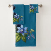 Blue Tick Hound Puppy met delicate blauwe bloemen Bad Handdoek (Insitu)