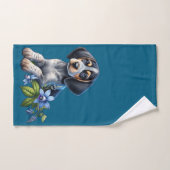 Blue Tick Hound Puppy met delicate blauwe bloemen Bad Handdoek (Handdoek)