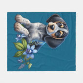 Blue Tick Hound Puppy met delicate blauwe bloemen Fleece Deken (Voorkant (Horizontaal))