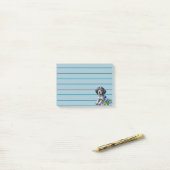 Blue Tick Hound Puppy met delicate blauwe bloemen Post-it® Notes (Op bureau)