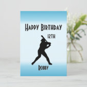 Blue Ticket Baseball Birthday Party Invitation Kaart (Staand voorkant)