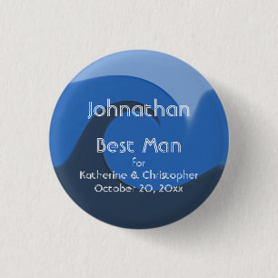 "Blue Tide" — Beste man met namen en datum Ronde Button 3,2 Cm