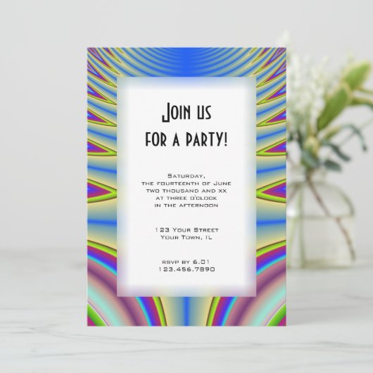 Blue Tie Dye All Purpose Party-uitnodiging Kaart (Staand voorkant)