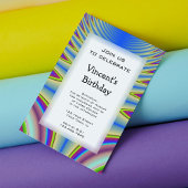 Blue Tie Dye Birthday Party Kaart