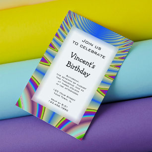 Blue Tie Dye Birthday Party Kaart