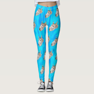 Blue Tie Dye Donkey Design Leggings
