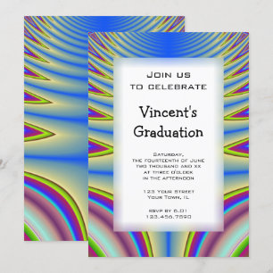 Blue Tie Dye Graduation Party Invitation Kaart