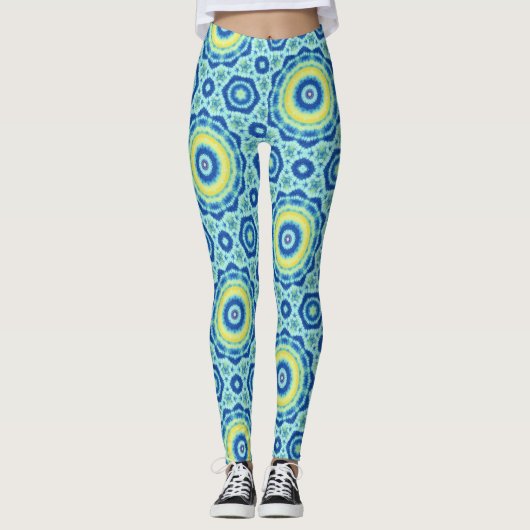Blue Tie Dye Mandala Patroon - Leggings (Voorkant)