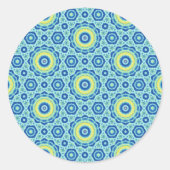 Blue Tie Dye Mandala Pattern Classic Ronde Sticker (Voorkant)