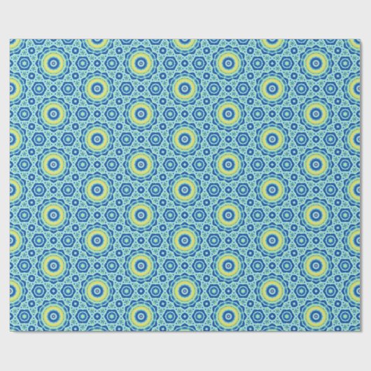 Blue Tie Dye Mandala Wrapping Paper Roll Cadeaupapier (Vlak)