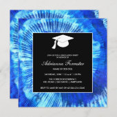 Blue Tie Dye Pattern Abstract Afstuderen Pet Kaart (Voorkant / Achterkant)