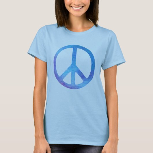 Blue Tie Dye Peace-symbool T-shirt (Voorkant)