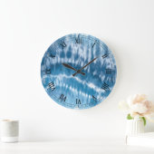 Blue Tie Dye Round Roman Nummerklok Grote Klok (Huis)