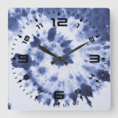 Blue Tie Dye Vierkante Klok (Voorkant)