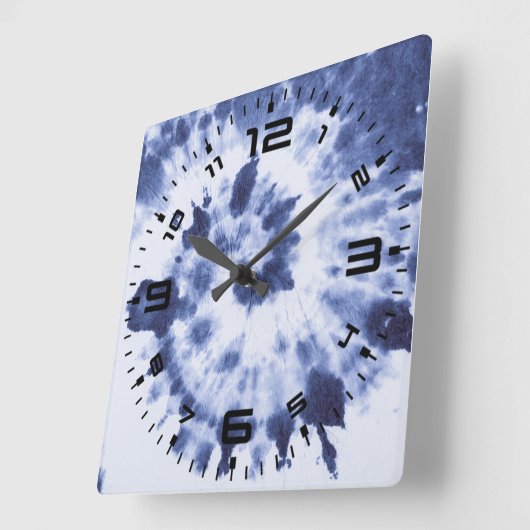 Blue Tie Dye Vierkante Klok (Hoek)