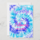Blue Tiedye Kids Verjaardag uitnodiging (Voorkant)