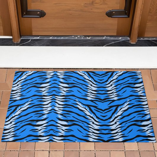 Blue Tiger Animal Skin Pattern Design  Deurmat