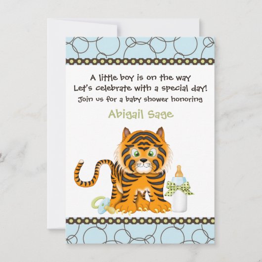 Blue Tiger Baby shower voor jongens Kaart (Voorkant)