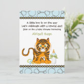 Blue Tiger Baby shower voor jongens Kaart (Staand voorkant)