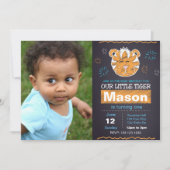 Blue Tiger Birthday-uitnodiging met foto Kaart (Voorkant)