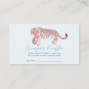 Blue Tiger Boy Baby shower Luier Raffle Ticket Informatiekaartje